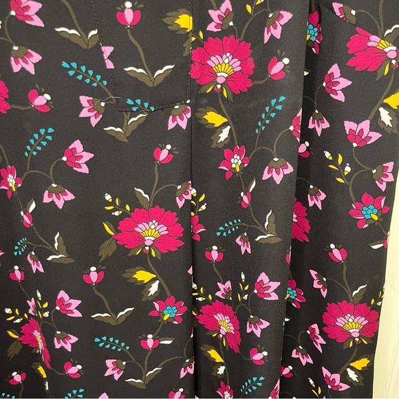 Talbots Womens Short Sleeve Blouse Top Shirt Split V-Neck Floral Multicolor L - Picture 5 of 6